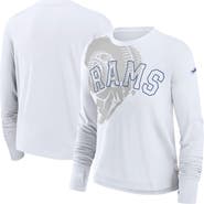 Nike Women's Nike White Los Angeles Rams Layered Logo Cropped Long Sleeve Fashion T-Shirt