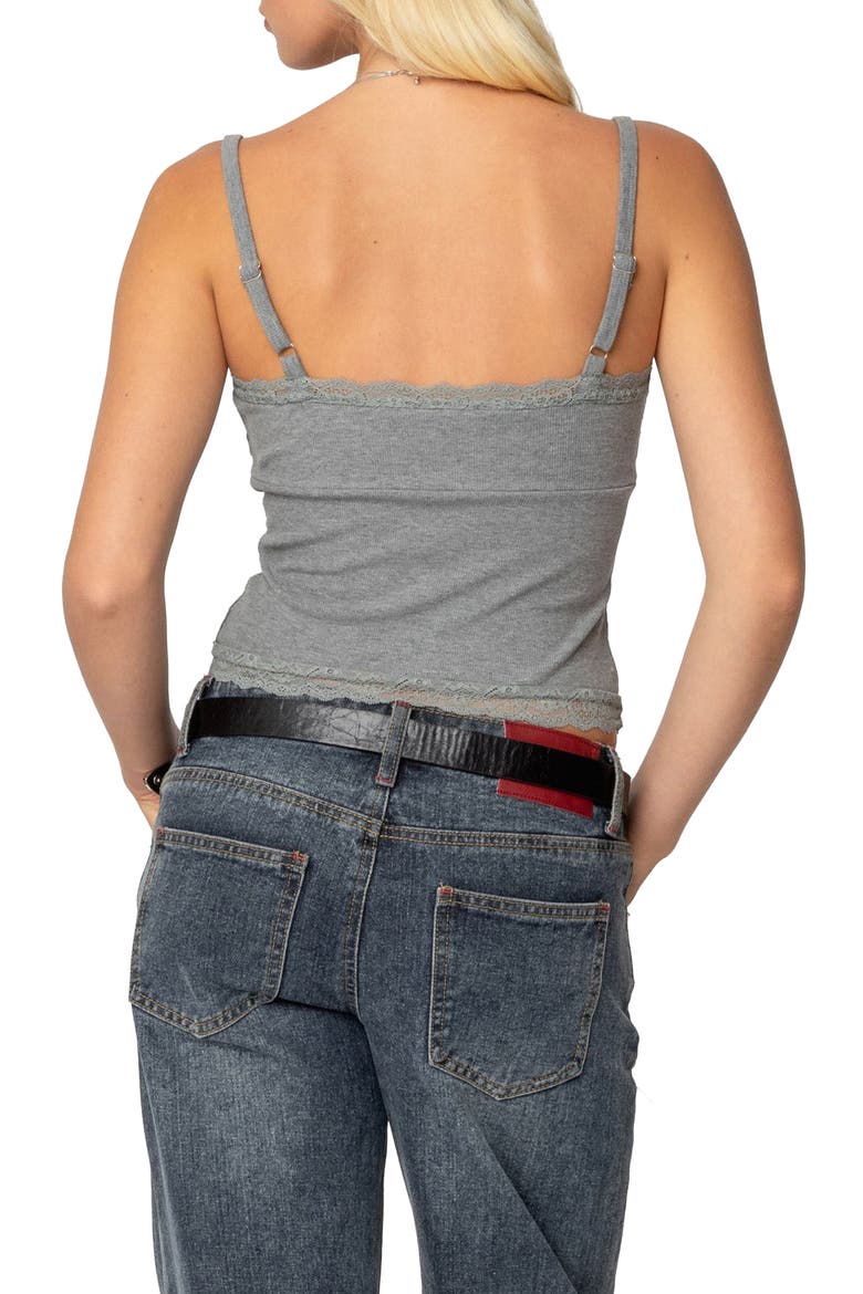 Mireille Lace Trim Camisole, Alternate, color, GRAY