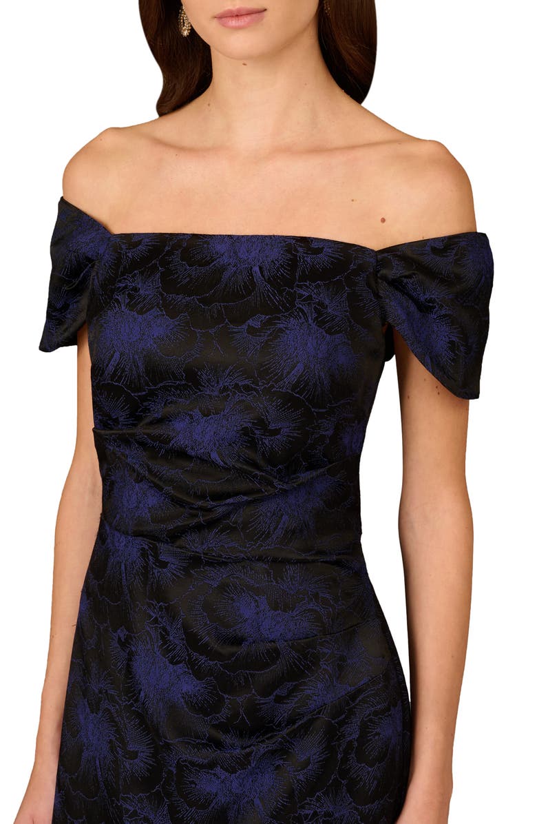 Aidan Mattox by Adrianna Papell Jacquard Off the Shoulder Cocktail Dress, Alternate, color, 