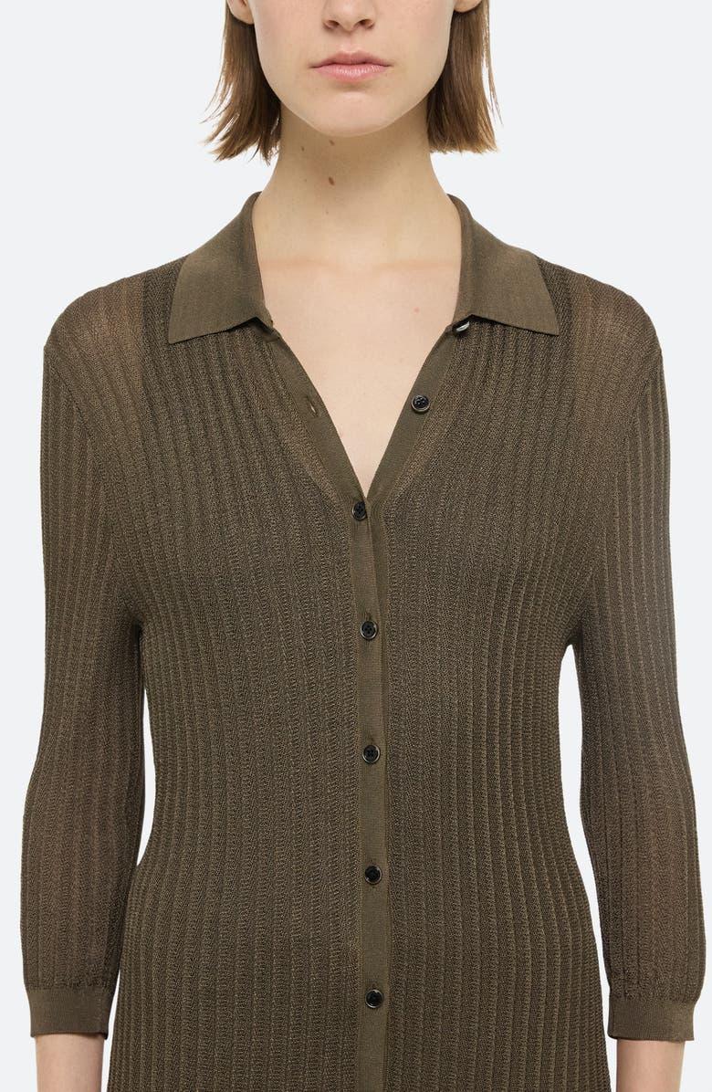 Helmut Lang Longline Pointelle Dress, Alternate, color, Cognac