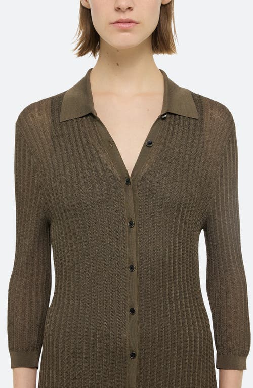 Helmut Lang Longline Pointelle Dress In Cognac