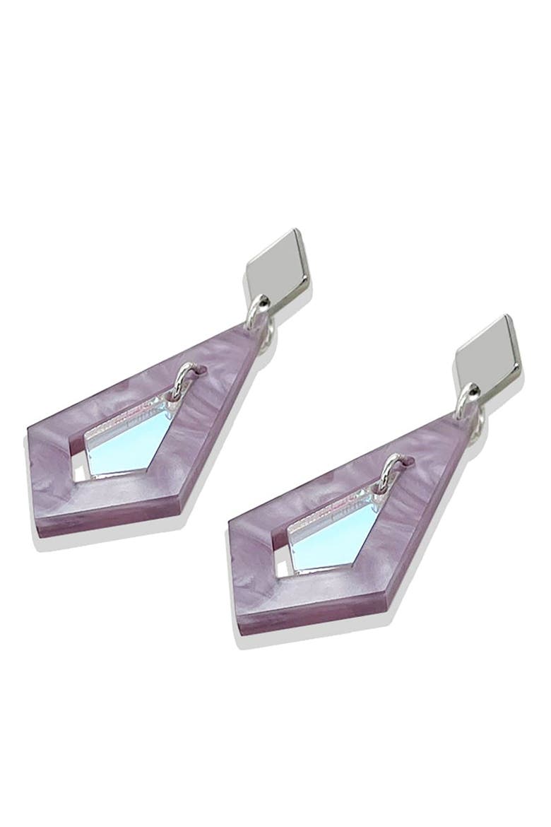 Art Deco Diamond Earrings - Mauve Pearl & Iridescent, Alternate, color, Mauve Pearl & Iridescent