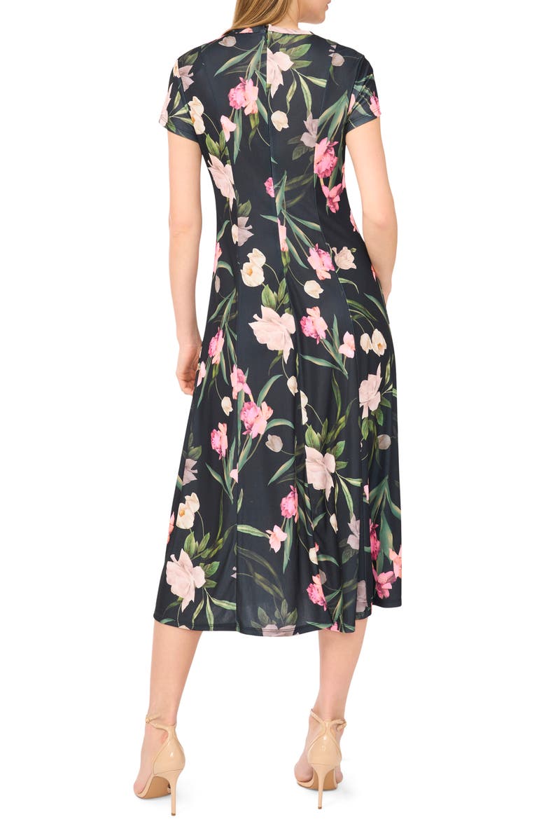 Ted Baker Cap Sleeve Midi Dress, Alternate, color, Rich Black