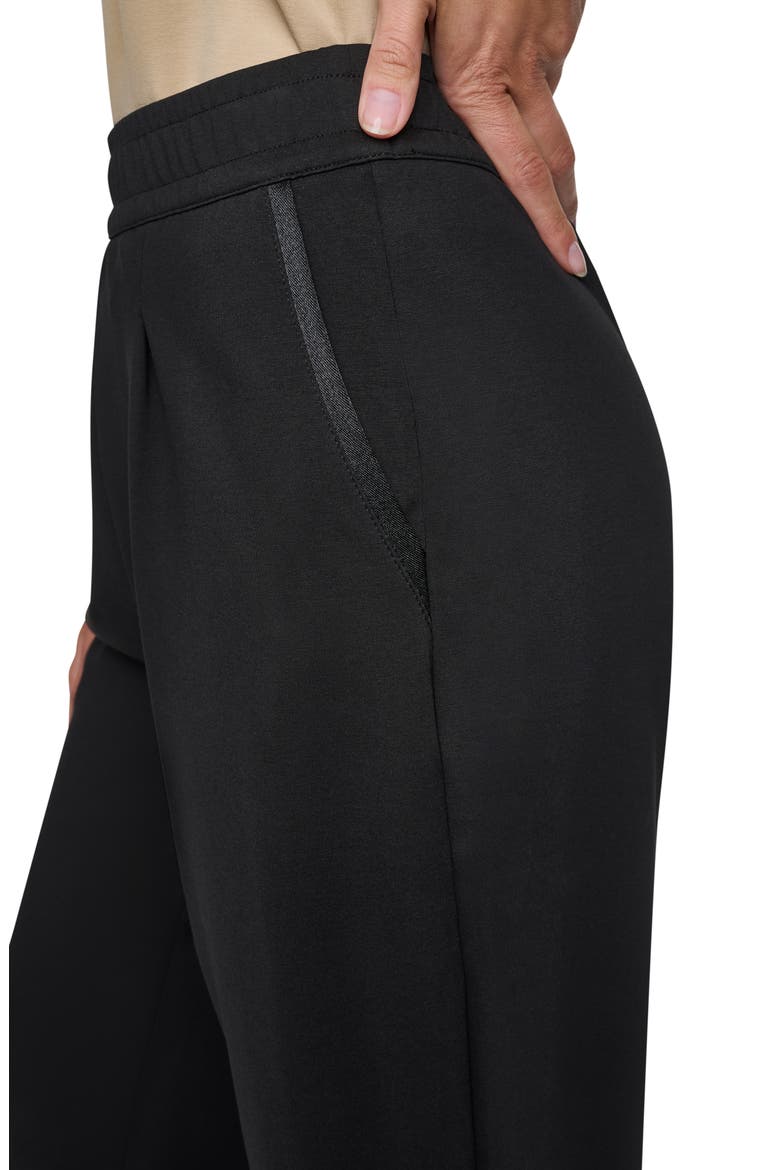 Pleated Cuffed Ponte Pants, Alternate, color, BLACK