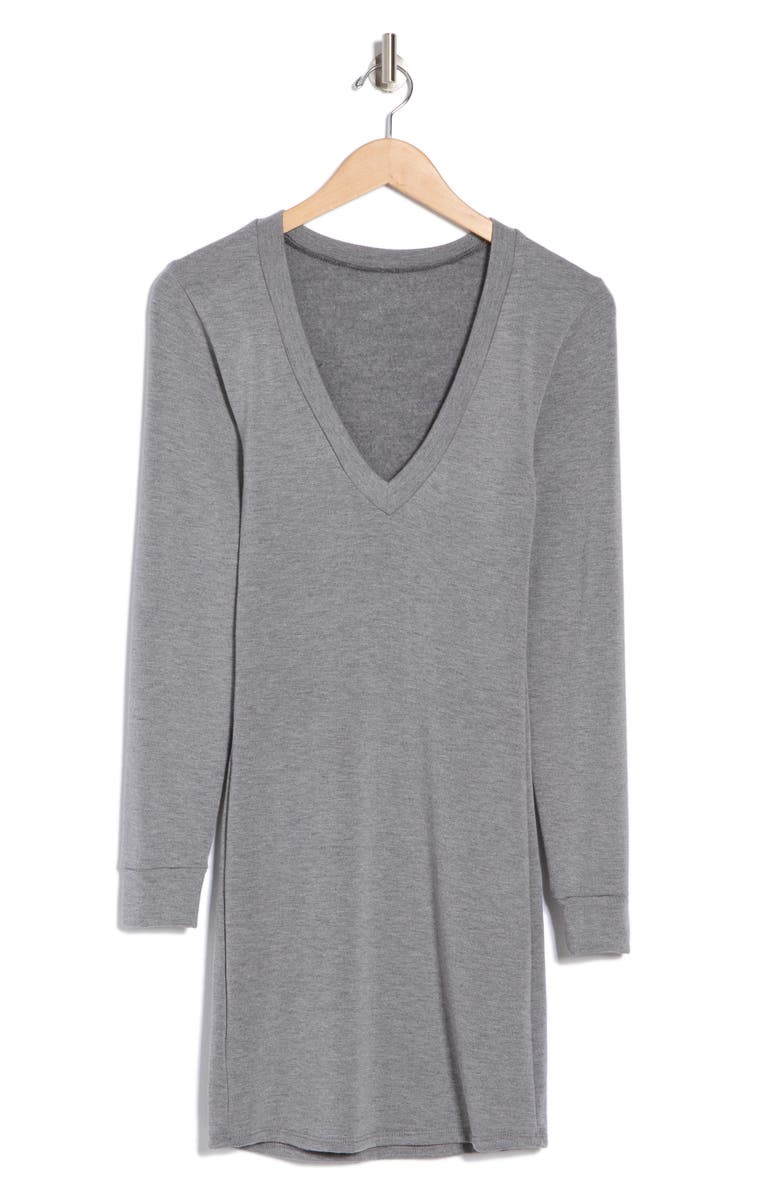 GO COUTURE V-Neck Long Sleeve Sweater Dress, Alternate, color, Heather Grey