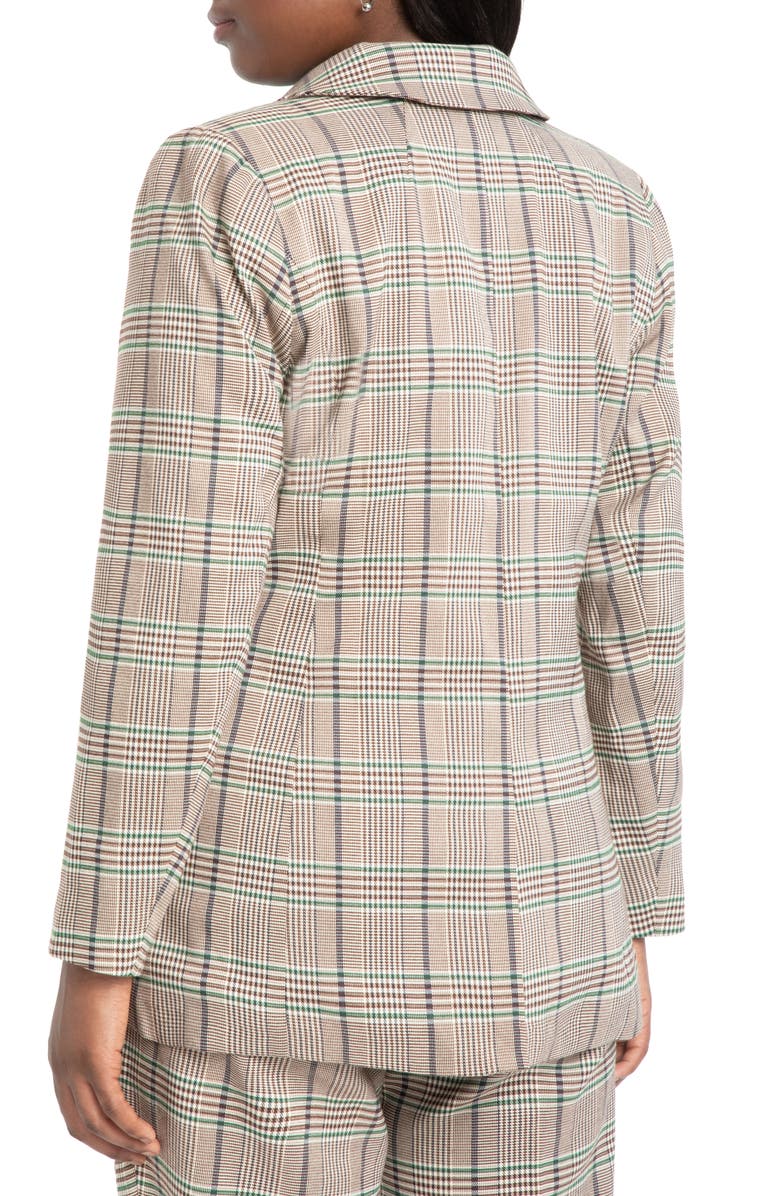 ELOQUII Plaid Tie Blazer, Alternate, color,