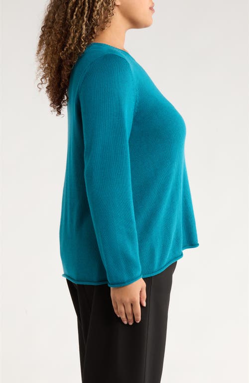 Eileen Fisher Bateau Neck Cotton Blend Sweater In Blue