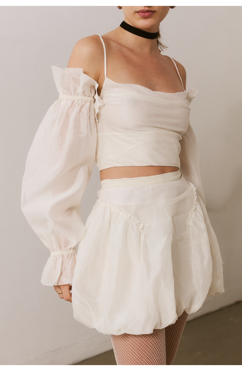 SAEMDI Bubble Mini Skirt, Alternate, color, Cream