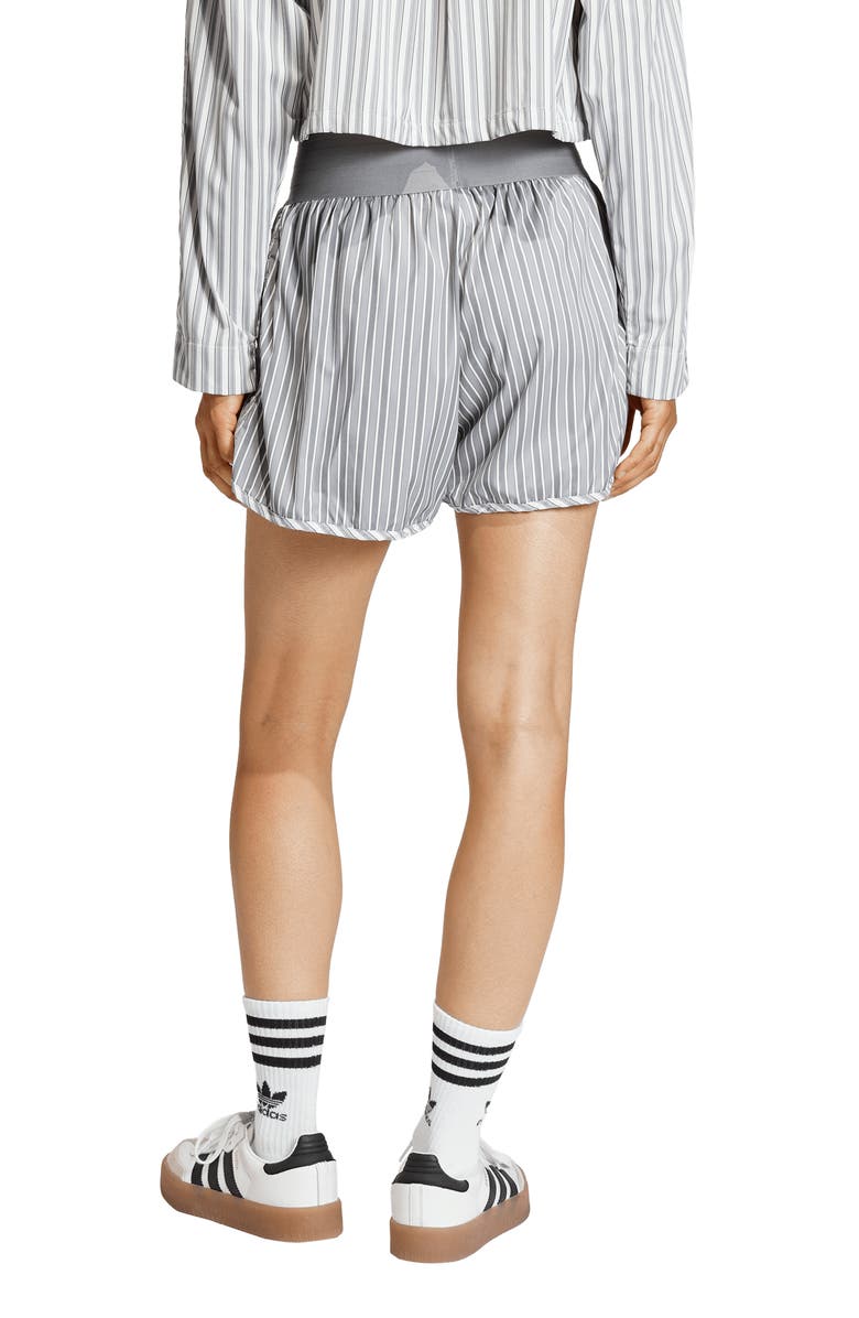adidas Originals Stripe High Rise Poplin Short, Alternate, color, Grey Three/ Utility Black