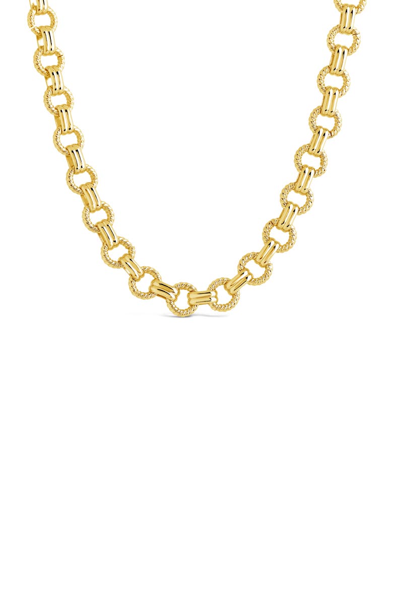 Sterling Forever Parker Textured Chain Necklace, Alternate, color, Gold