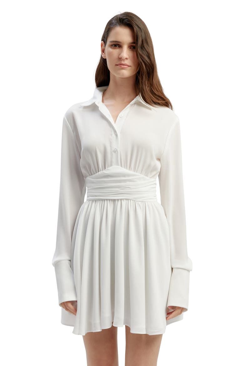 Justina Long Sleeve Minidress, Alternate, color, ORCHID WHITE