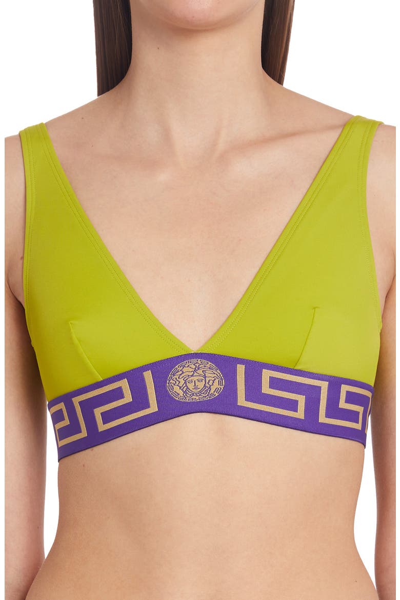 Greca Border Triangle Bikini Top, Main, color, PALE AVOCADO PURPLE