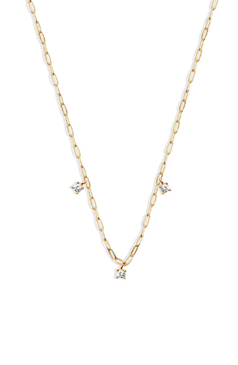 Argento Vivo Sterling Silver Cubic Zirconia Station Necklace, Alternate, color, Gold