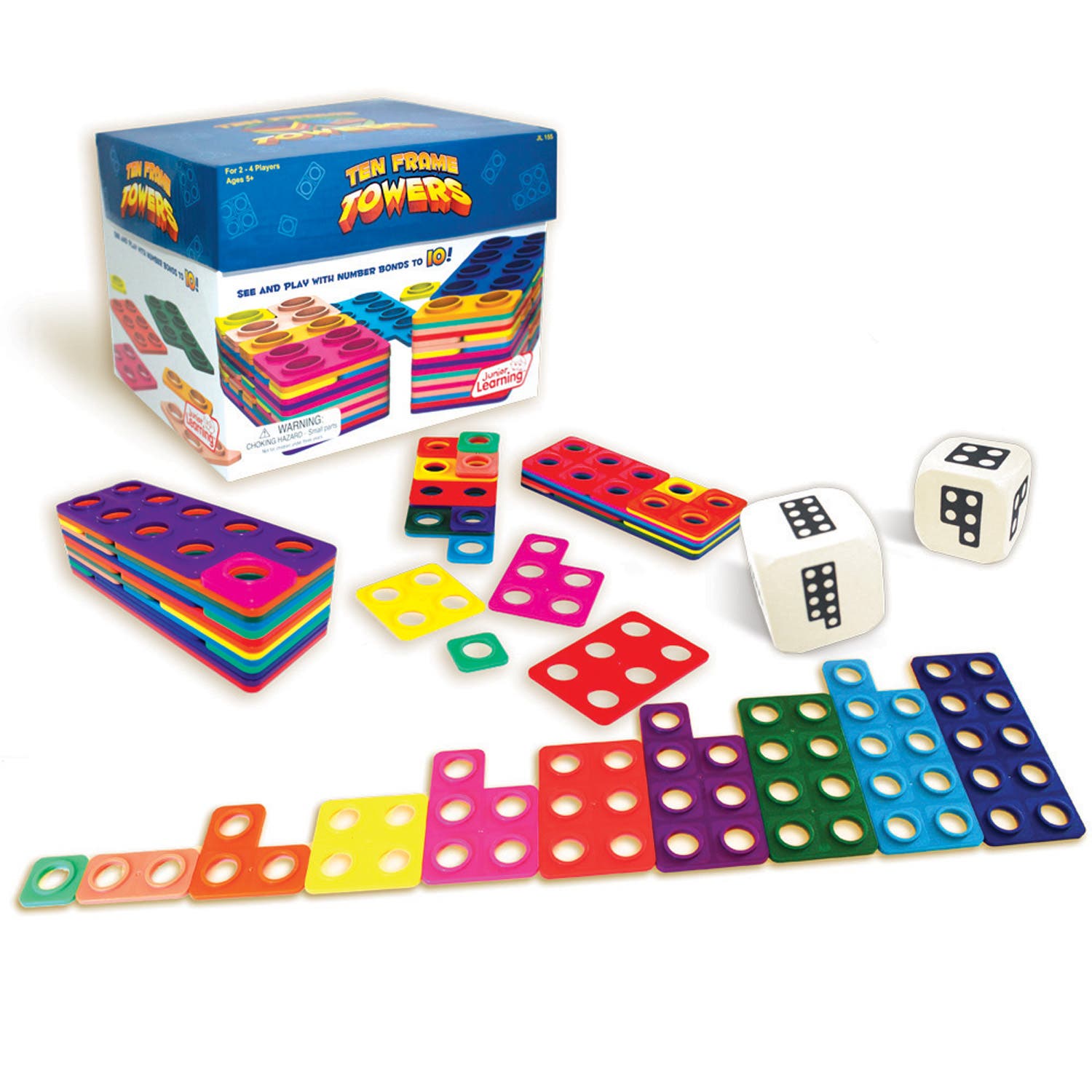 Junior Learning JL155 Ten Frame Towers in Multicolored 