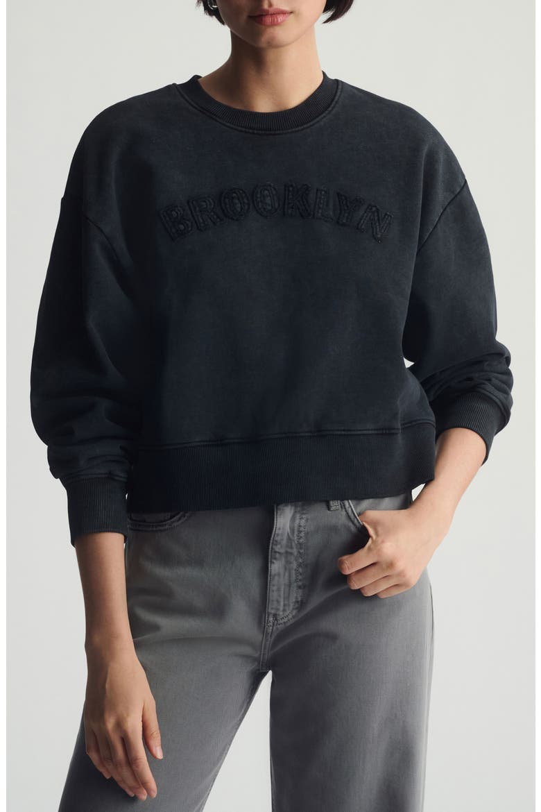 Appliqué Logo Graphic Sweatshirt, Main, color, BLACK