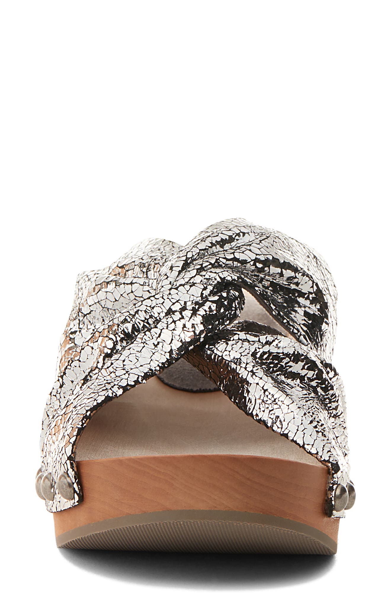 Sprinter Slide Sandal, Alternate, color, SILVER METALLIC LEATHER