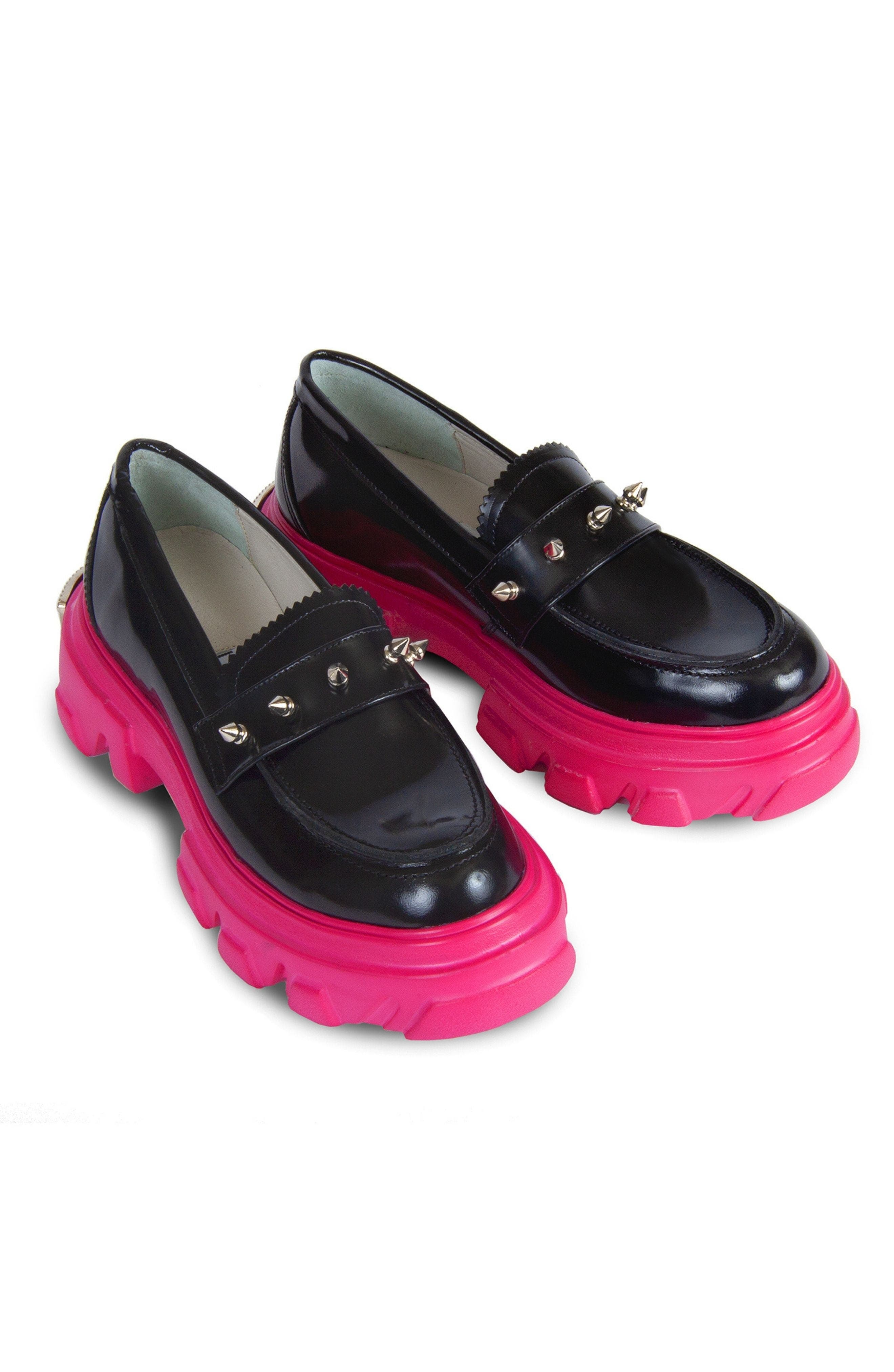 URBNKICKS Glam Loafer Leather Shoes, Alternate, color, Black