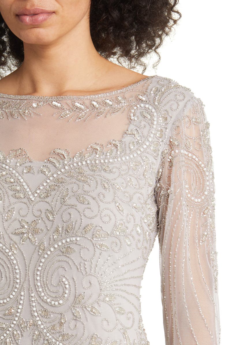 Pisarro Nights Pisaro Nights Beaded Mesh Mock Two-Piece Gown, Alternate, color, 