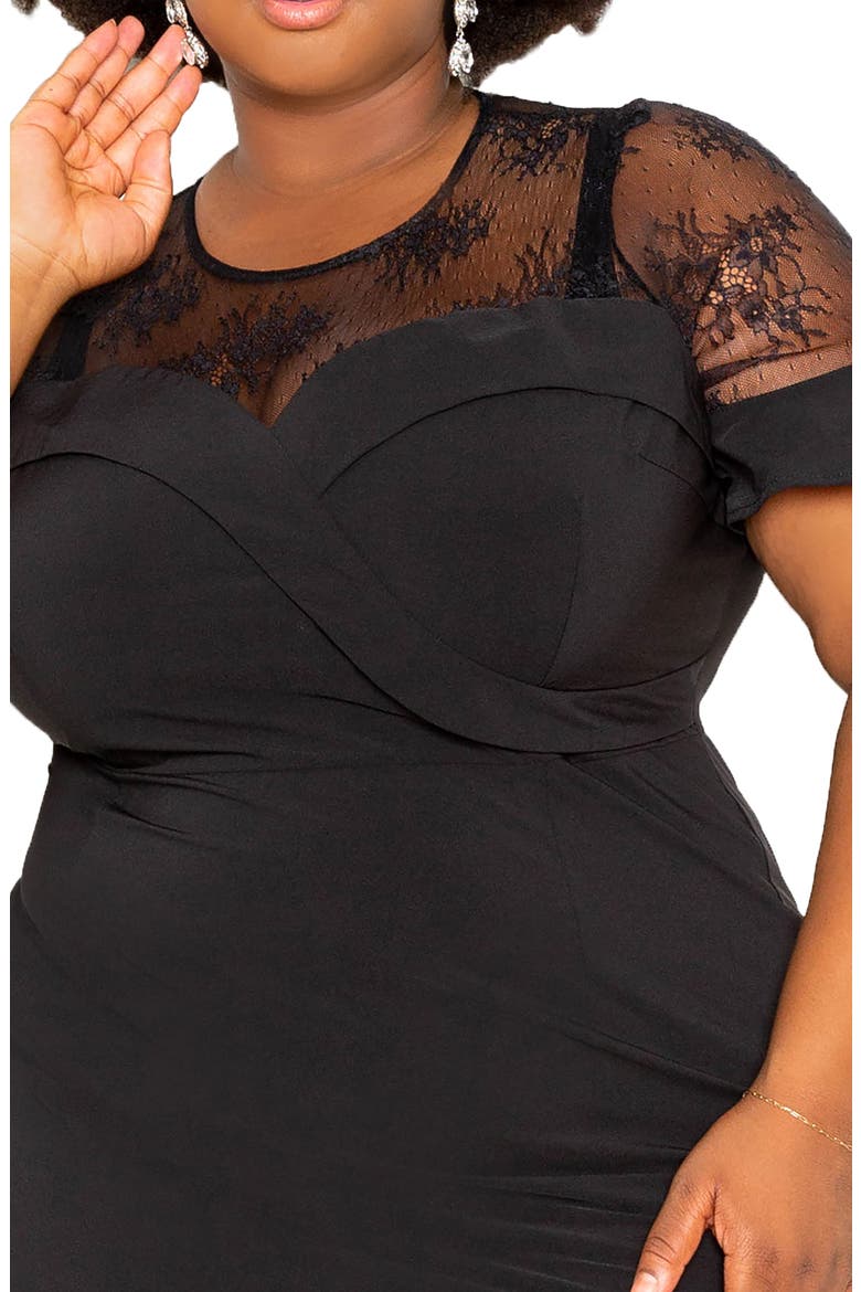 Fit & Flare Dress With Lace Inserts, Alternate, color, BLACK