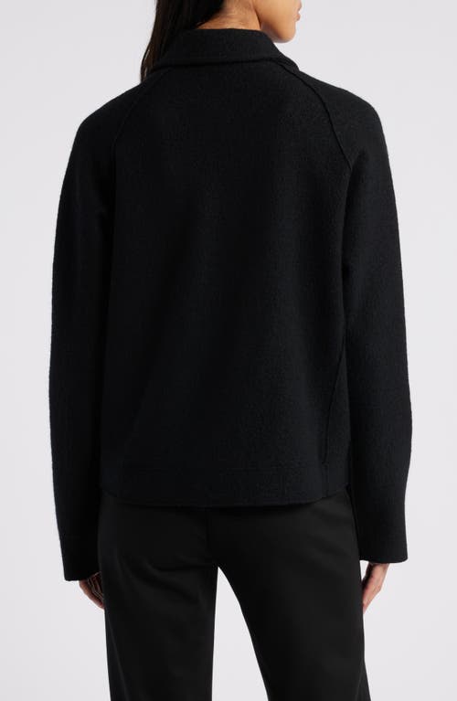 Eileen Fisher Zip-front Boiled Wool Jacket In Black