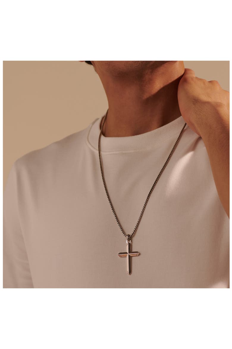 Men's Classic Chain Cross Pendant Necklace, Alternate, color, SILVER