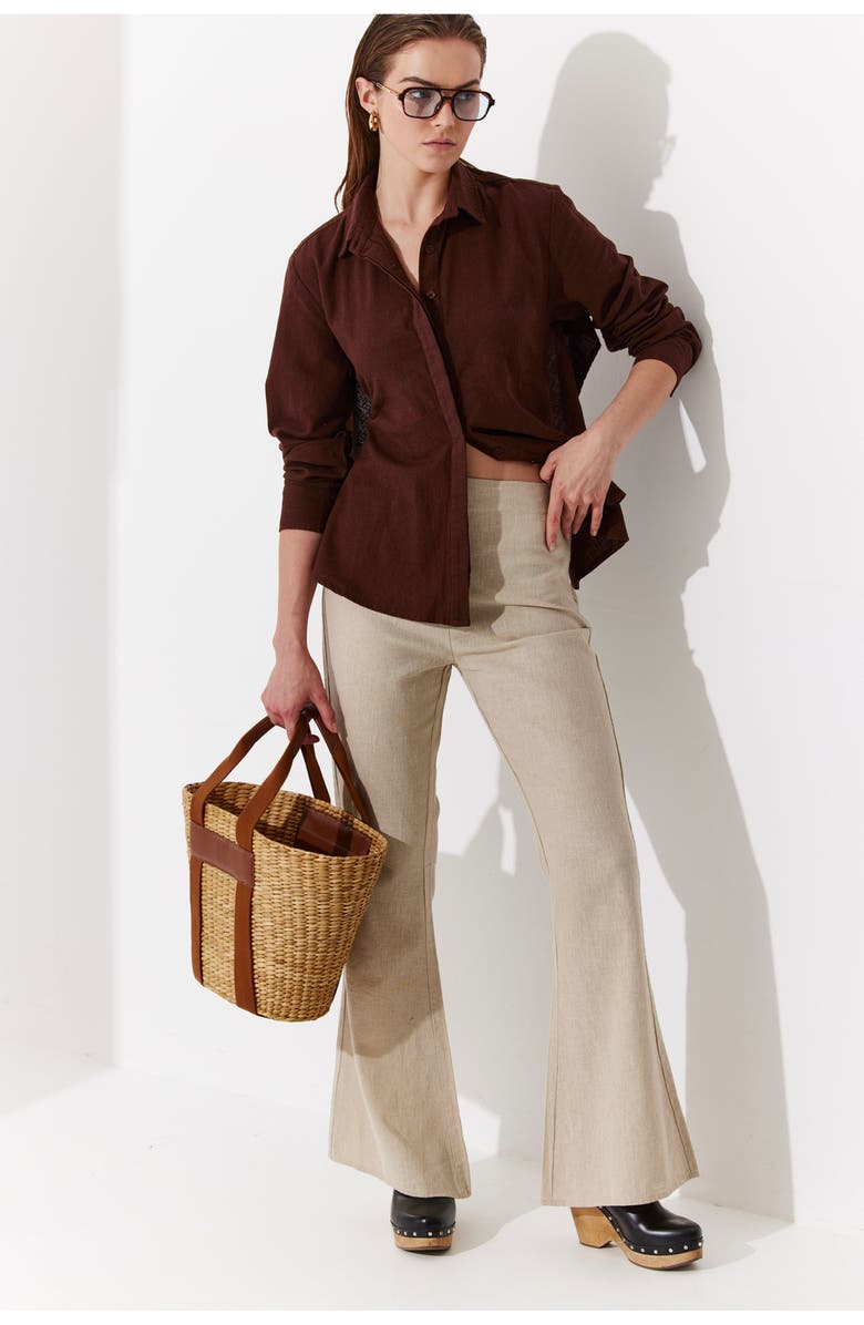 Gottex Beach Life Terra High Waist Beach Pant Cover-Up, Alternate, color, Natural