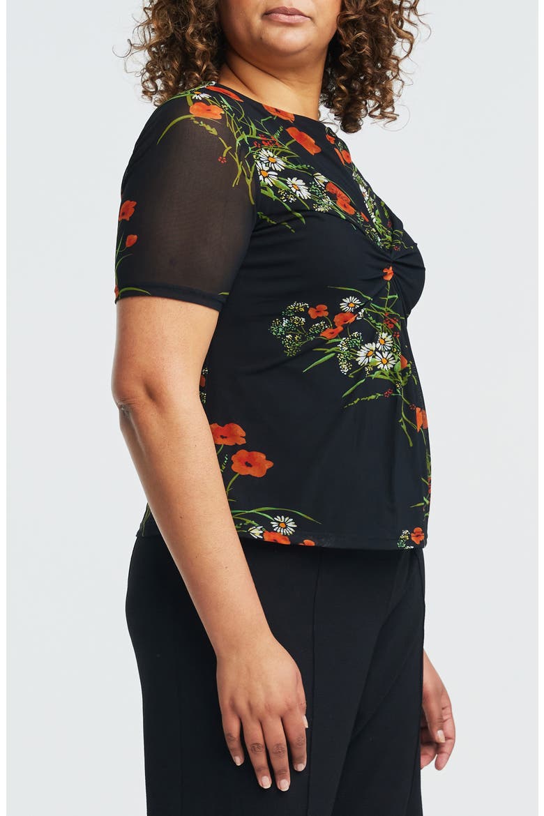 Bouquet Floral Mesh Top, Alternate, color, BLACK PRINT
