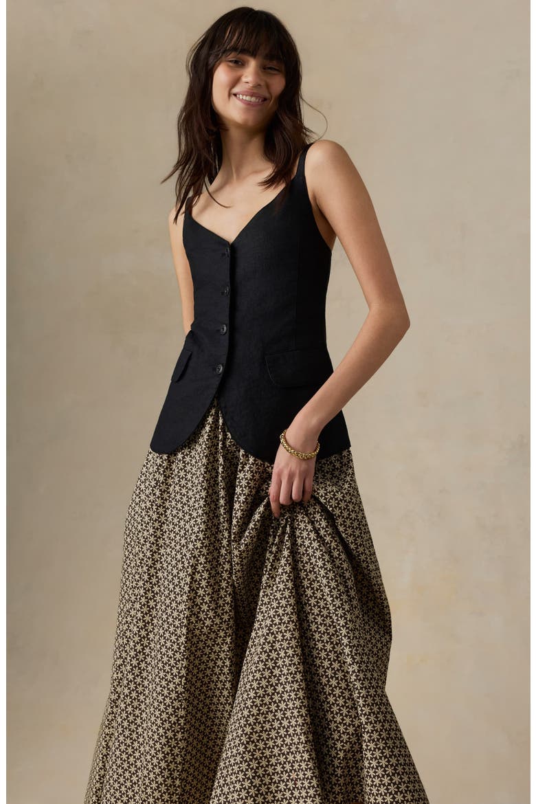 Nera Coastal Organic Cotton Poplin Midi Skirt, Alternate, color, BLOOM TRAIL FLORAL