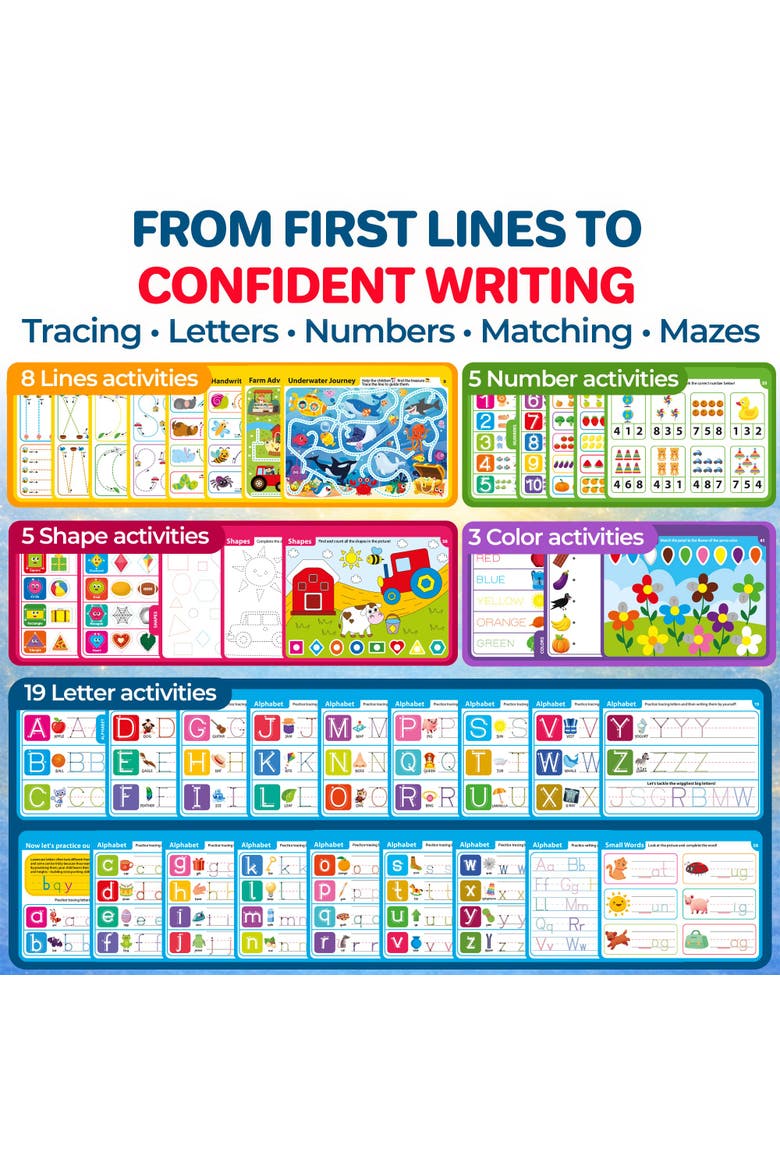 Tracing Activity Books for Kids - Dry Erase Practice Books with Markers, Alternate, color, White