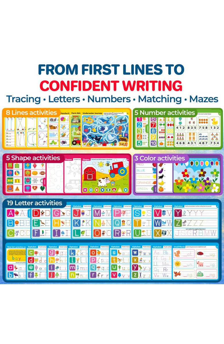 Quokka Kids Tracing Activity Books Set with Dry-Erase Pages and Markers, Alternate, color, White