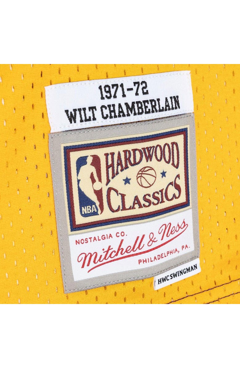 Mitchell & Ness Men's Mitchell & Ness Wilt Chamberlain Purple/Gold Los Angeles Lakers Hardwood Classics 1971/72 Split Swingman Jersey, Alternate, color, 