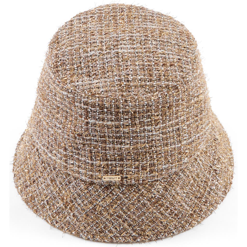 Eugenia Kim Yuki Packable Tweed Bucket Hat in Camel/Gold  product