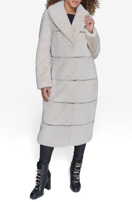 KARL LAGERFELD PARIS Faux Fur & Faux Leather Coat in Oyster 