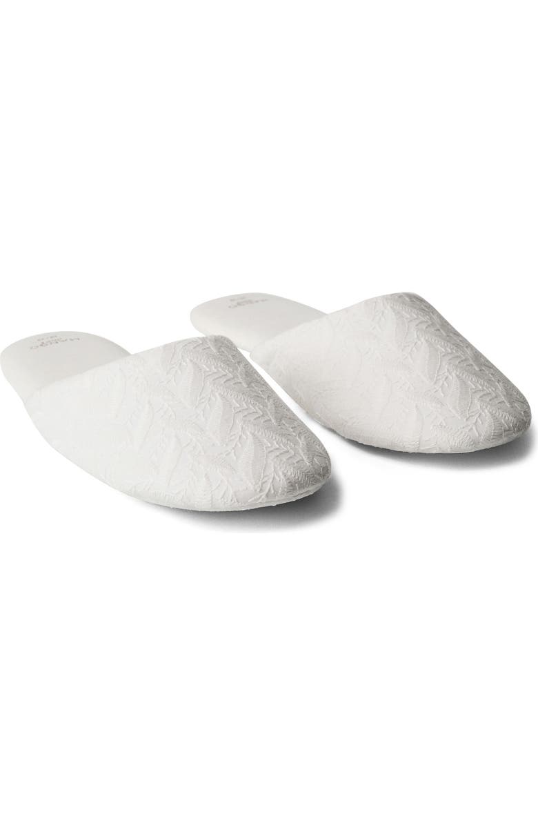 MANGO Embroidered Cotton Slipper, Main, color, White