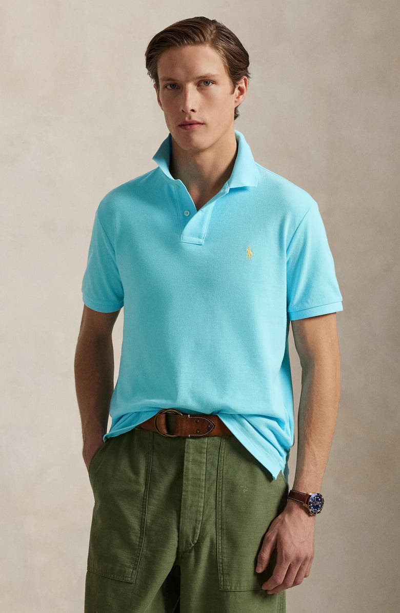 Polo Ralph Lauren The Iconic Solid Aqua Cotton Piqué Polo, Alternate, color, 