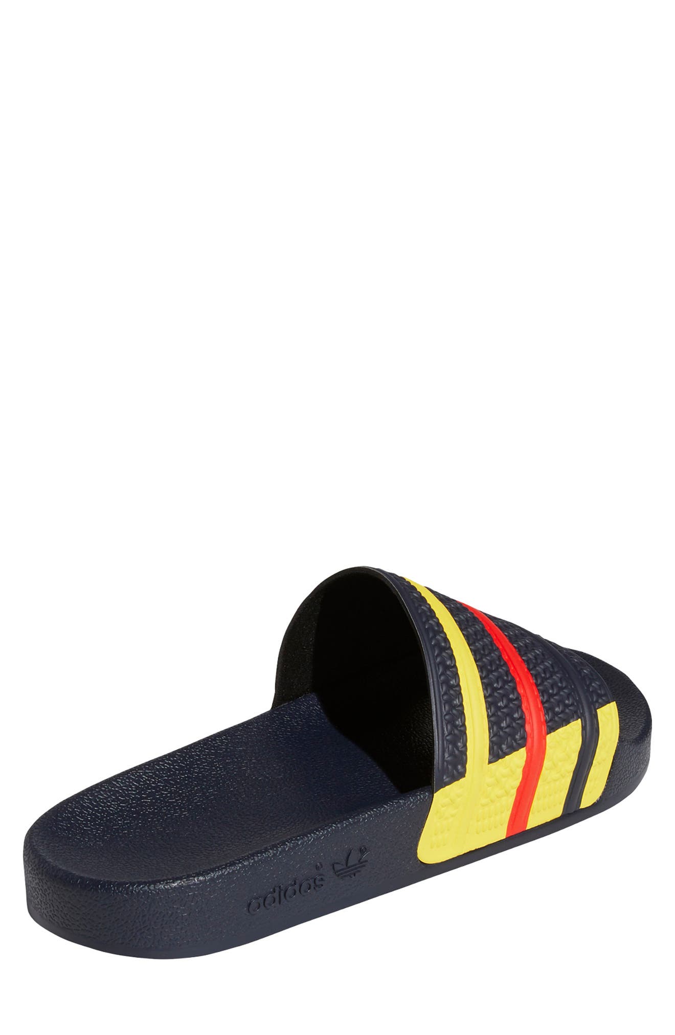 Adilette Stripe Sport Slide, Alternate, color, LEGEND INK/ RED/ YELLOW