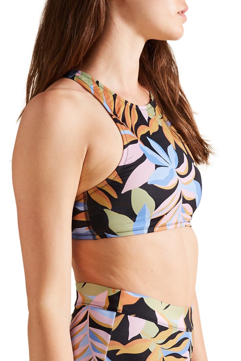 High Neck Floral Print Bikini Top, Alternate, color, MULTI