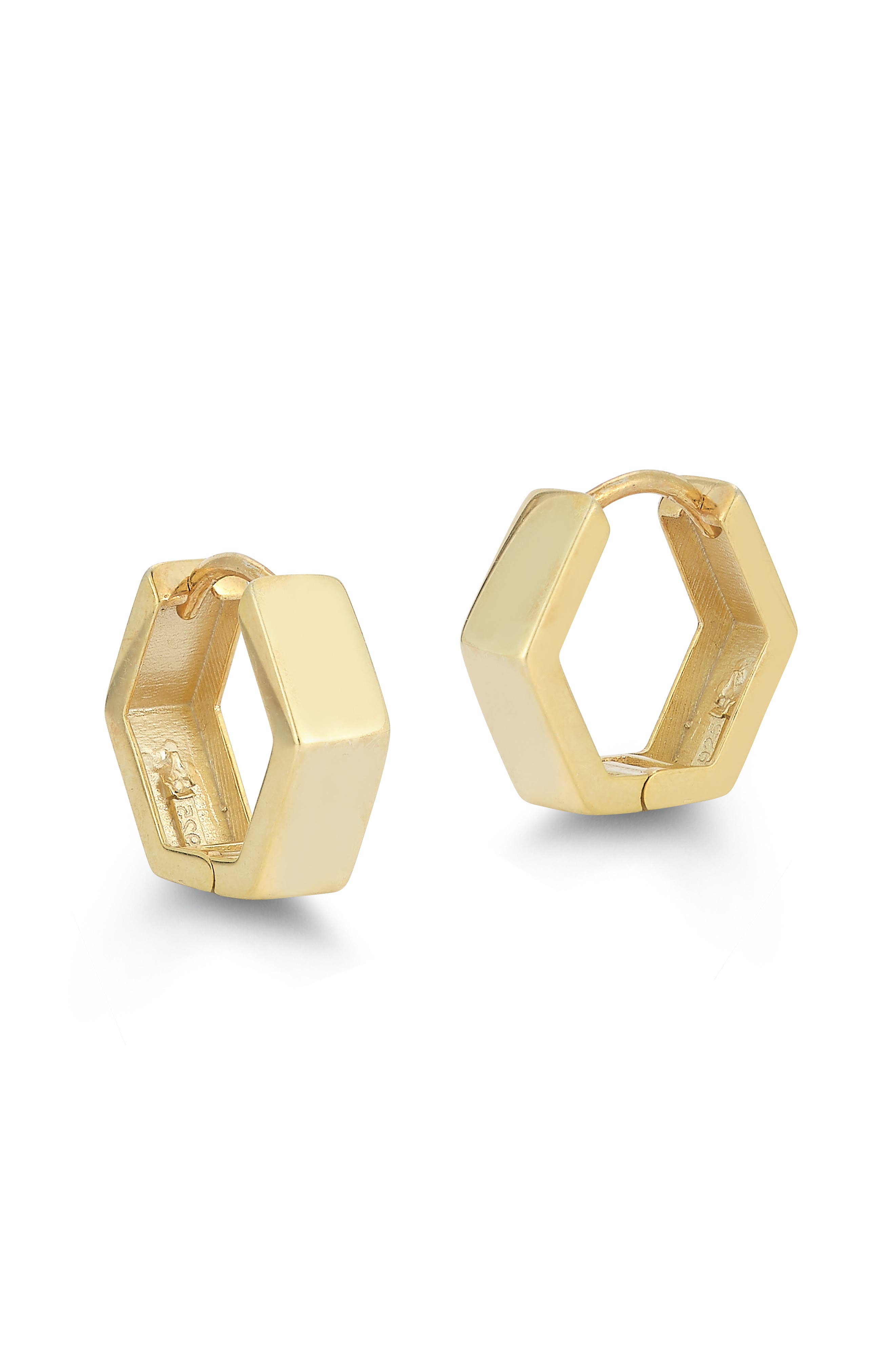 GLAZE JEWELRY Hexagon Huggie Hoop Earrings