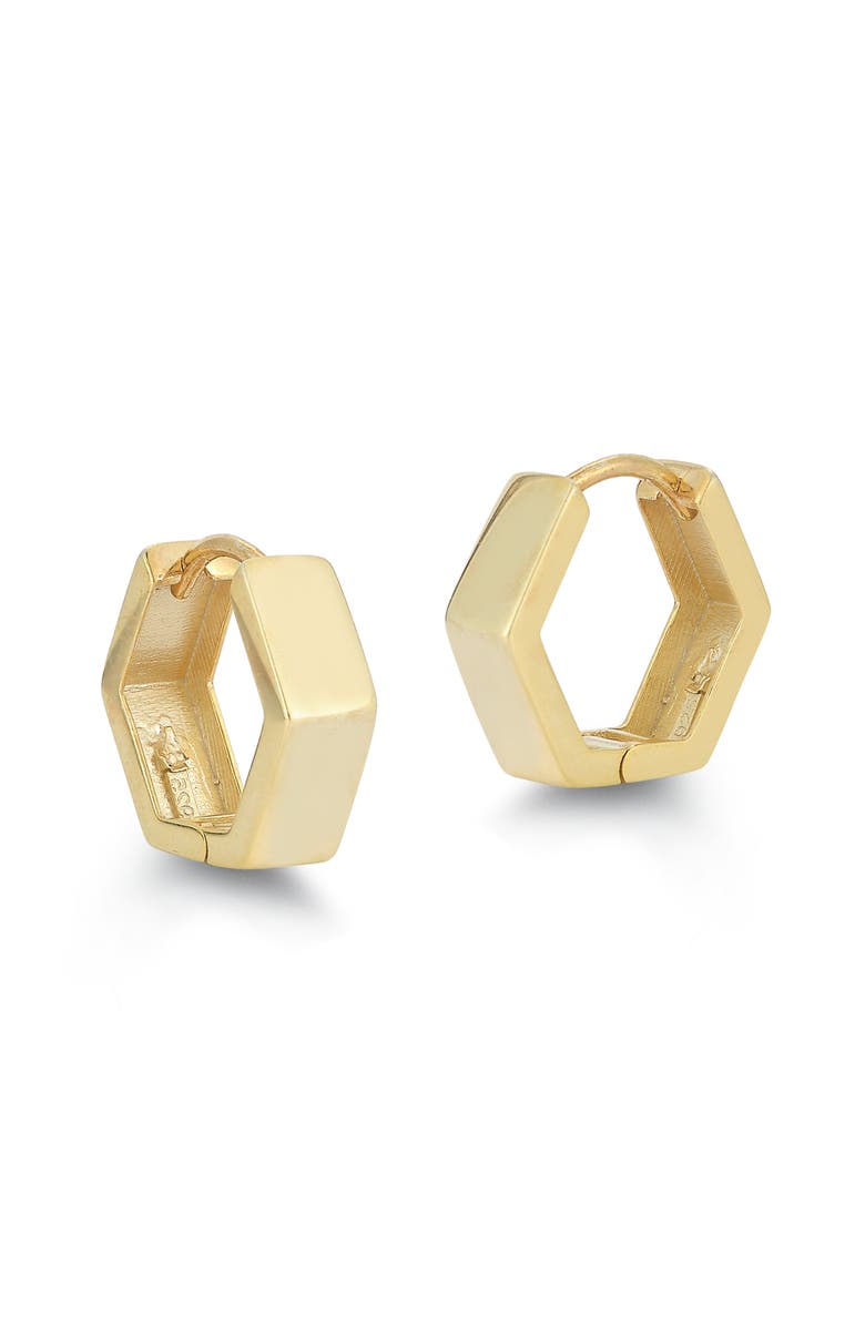 GLAZE JEWELRY Hexagon Huggie Hoop Earrings, Main, color, Gold