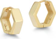 GLAZE JEWELRY Hexagon Huggie Hoop Earrings