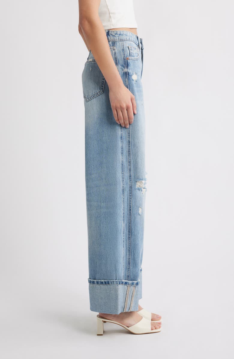 HIDDEN JEANS Distressted Cuff Wide Leg Jeans, Alternate, color, Med.wash
