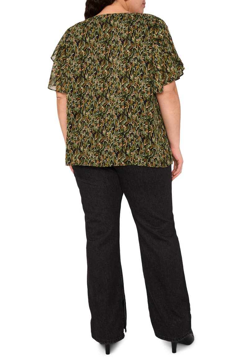 Ruffle Short Sleeve Blouse, Alternate, color, RICH BLACK