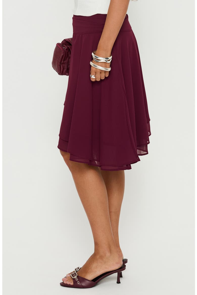 Evanescence Asymmetric Midi Skirt, Alternate, color, CHERRY