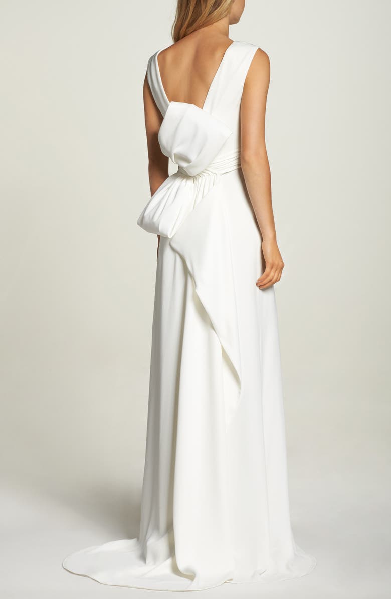 Tadashi Shoji Statement Bow Crepe Gown, Alternate, color, 