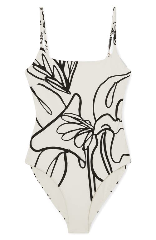 Reiss Imogen Floral Print Square Neck One Piece Swimsuit