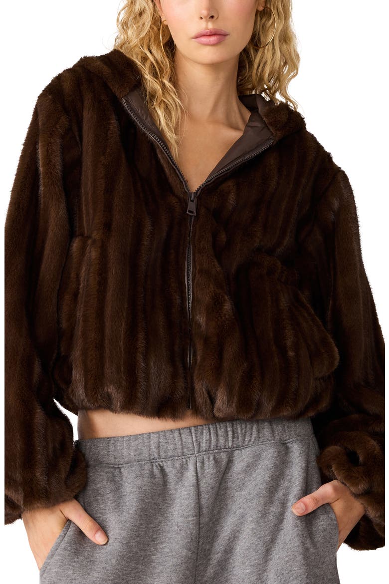 Mavis Faux Fur Jacket, Main, color, WOLF BROWN