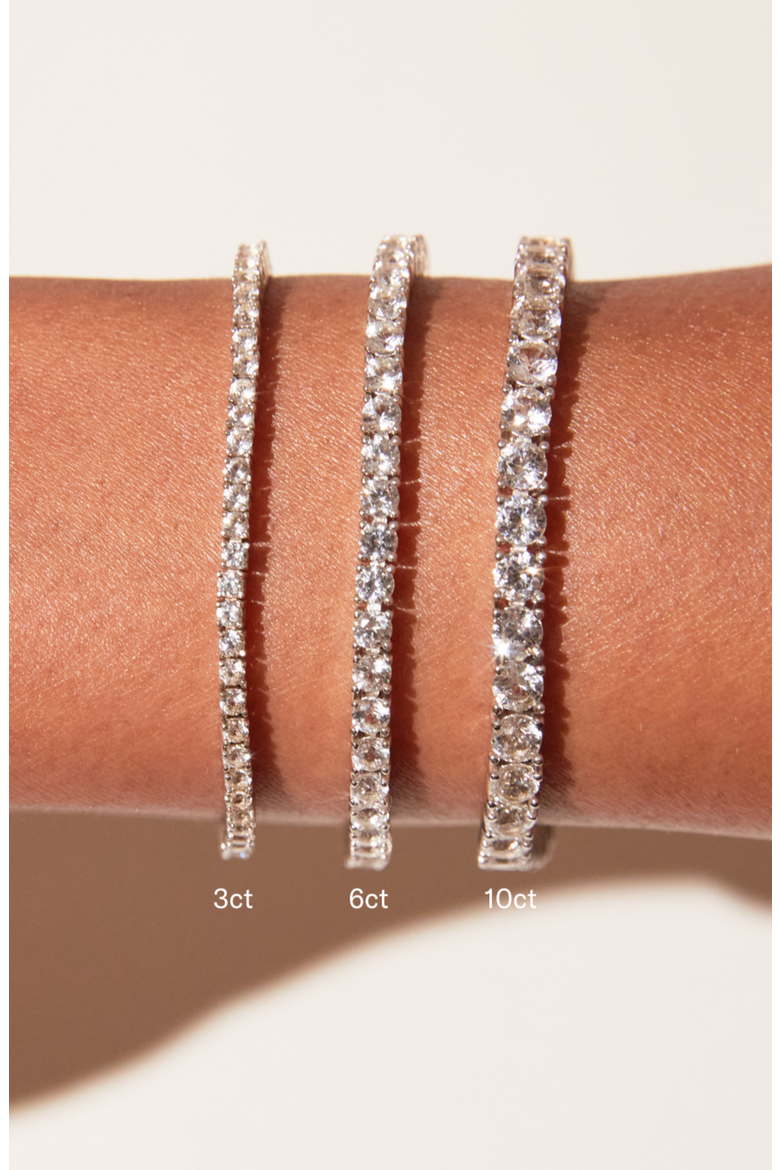 Lab Grown 3ct White Sapphire Tennis Bracelet, Alternate, color, White