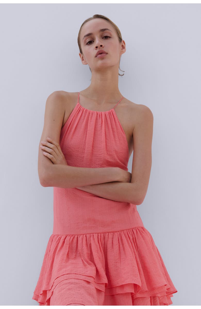 H&M Tiered High-low Dress, Alternate, color, Raspberry Red