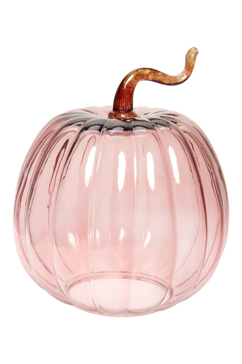 Decorative Glass Pumpkin, Main, color, PINK APRICOT