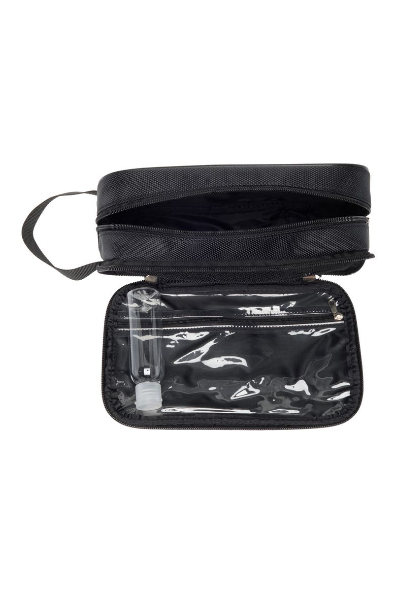 Nylon Double Zip Dopp Kit, Alternate, color, BLACK
